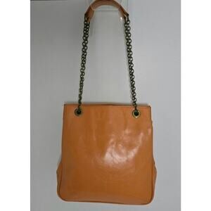 Hobo International Leather Crossbody Shoulder Bag BALL CLASP Orange Chain Strap